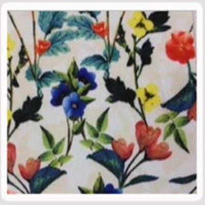 Floral print knitted fabric swatch from the Hippo Knitting archive